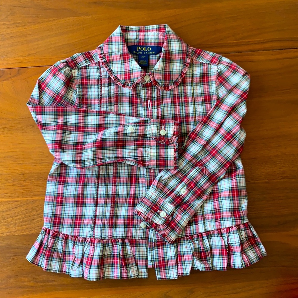 Polo Ralph Lauren plaid girl holiday shirt 2t